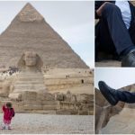 世界一身長差のある男女がピラミッド前でばったり