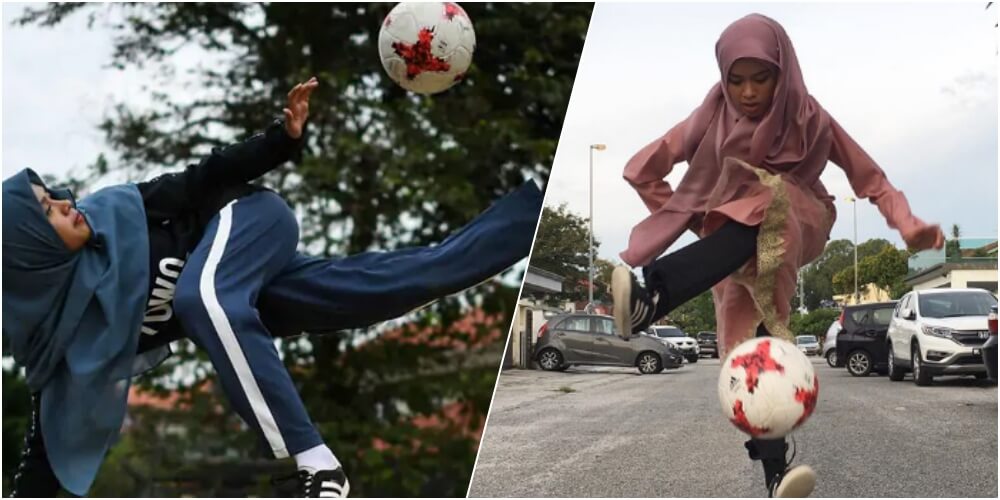 ヒジャブ姿の天才サッカー少女が魅せる凄技フリースタイル