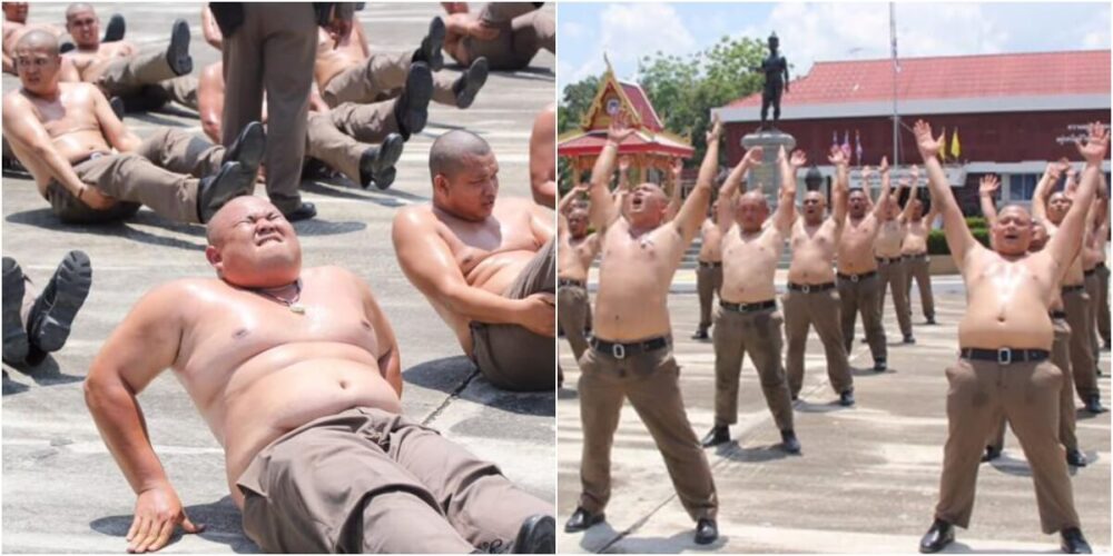 タイのポッチャリ警察官強制ダイエット合宿