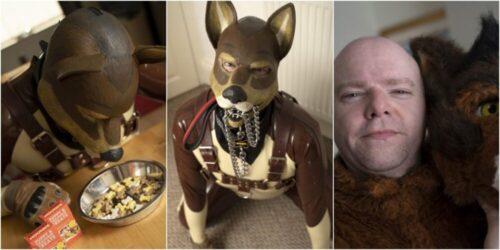 犬コスプレで生活する男