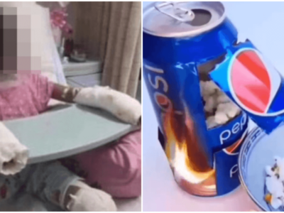 YouTubeの空き缶ポップコーンで少女が全身火傷