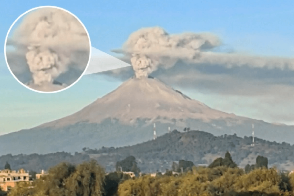 メキシコの富士山爆発でドクロの噴煙が出現