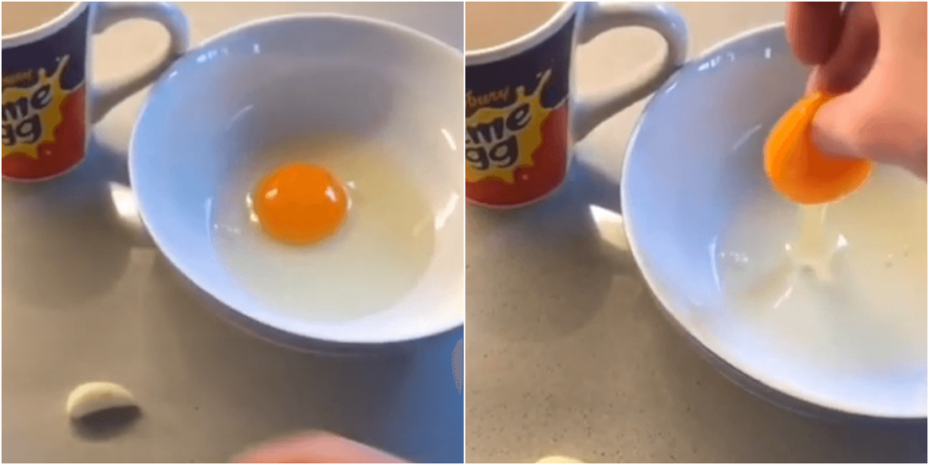 素手で卵を持ち上げるライフハック