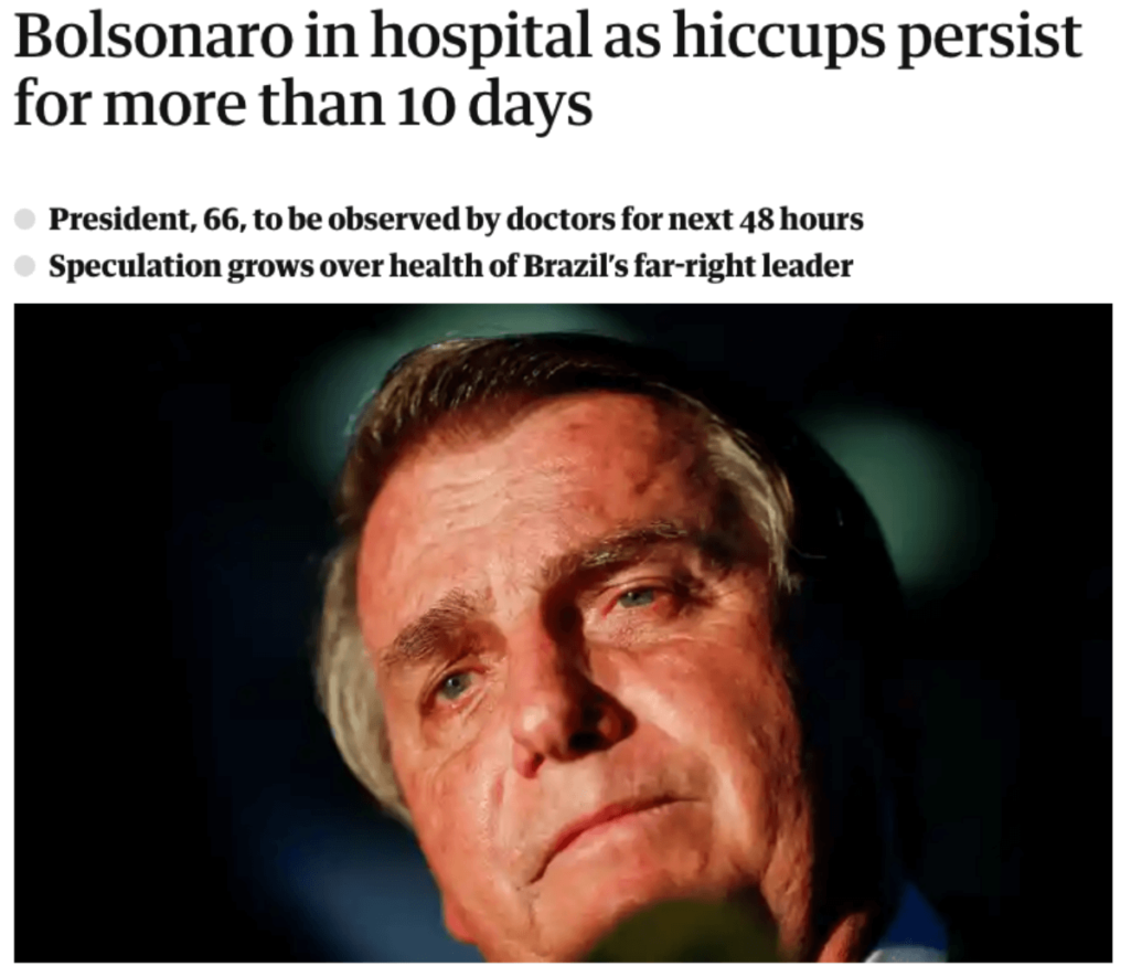 ブラジル大統領しゃっくり止まらなくて入院