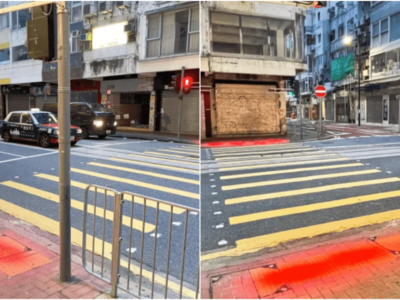 歩きスマホ対策で歩道が赤く光る信号が誕生