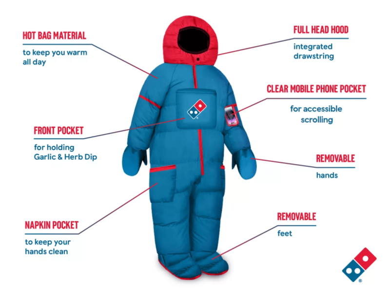 ドミノ・ピザが防寒ヒートスーツを開発
